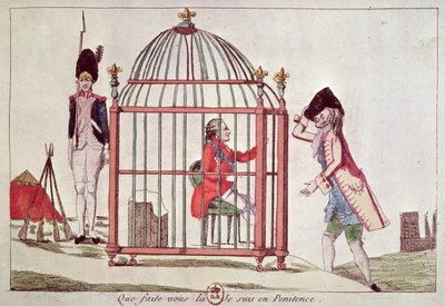 Caricature of Louis XVI (1754-93) in a Cage After His Arrest at Varennes, 1791 by French School